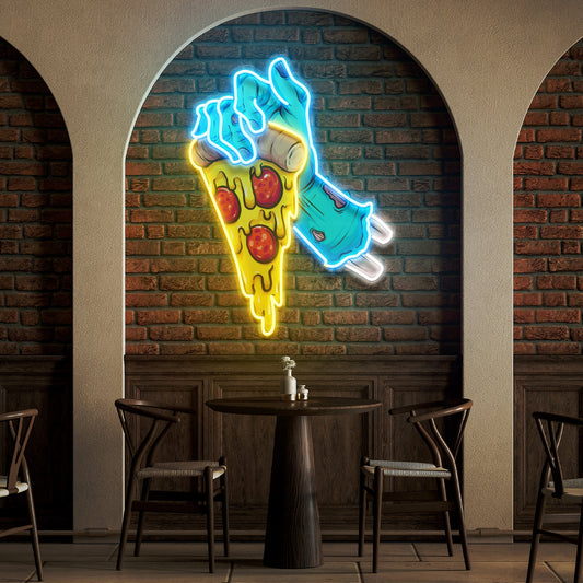 Hand Skull Pizza Artwork Led Neon Sign Light - Neonzastudio
