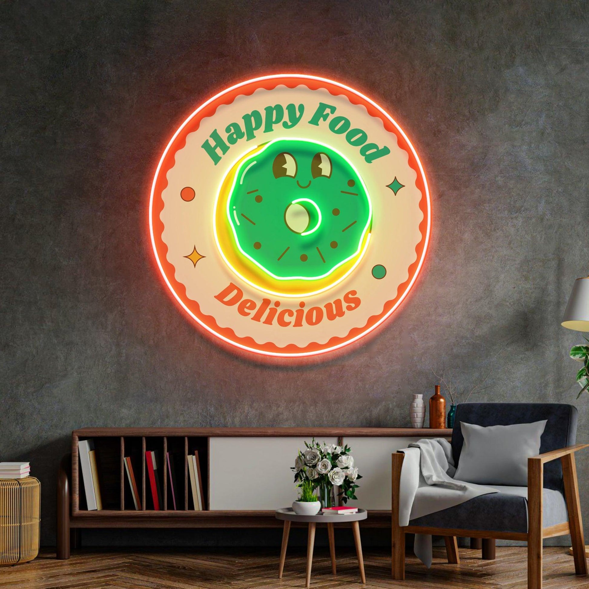 Happy Food Delicious Led Neon Acrylic Artwork - Neonzastudio