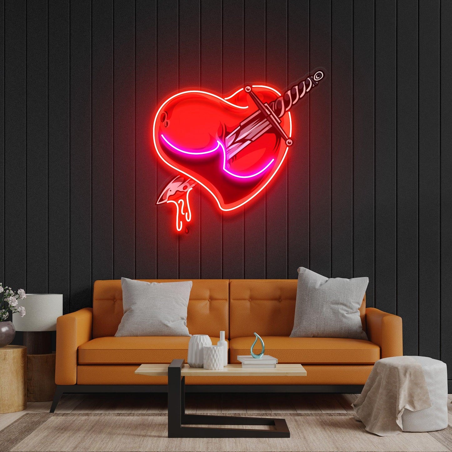 Heart Sword Led Neon Acrylic Artwork - Neonzastudio