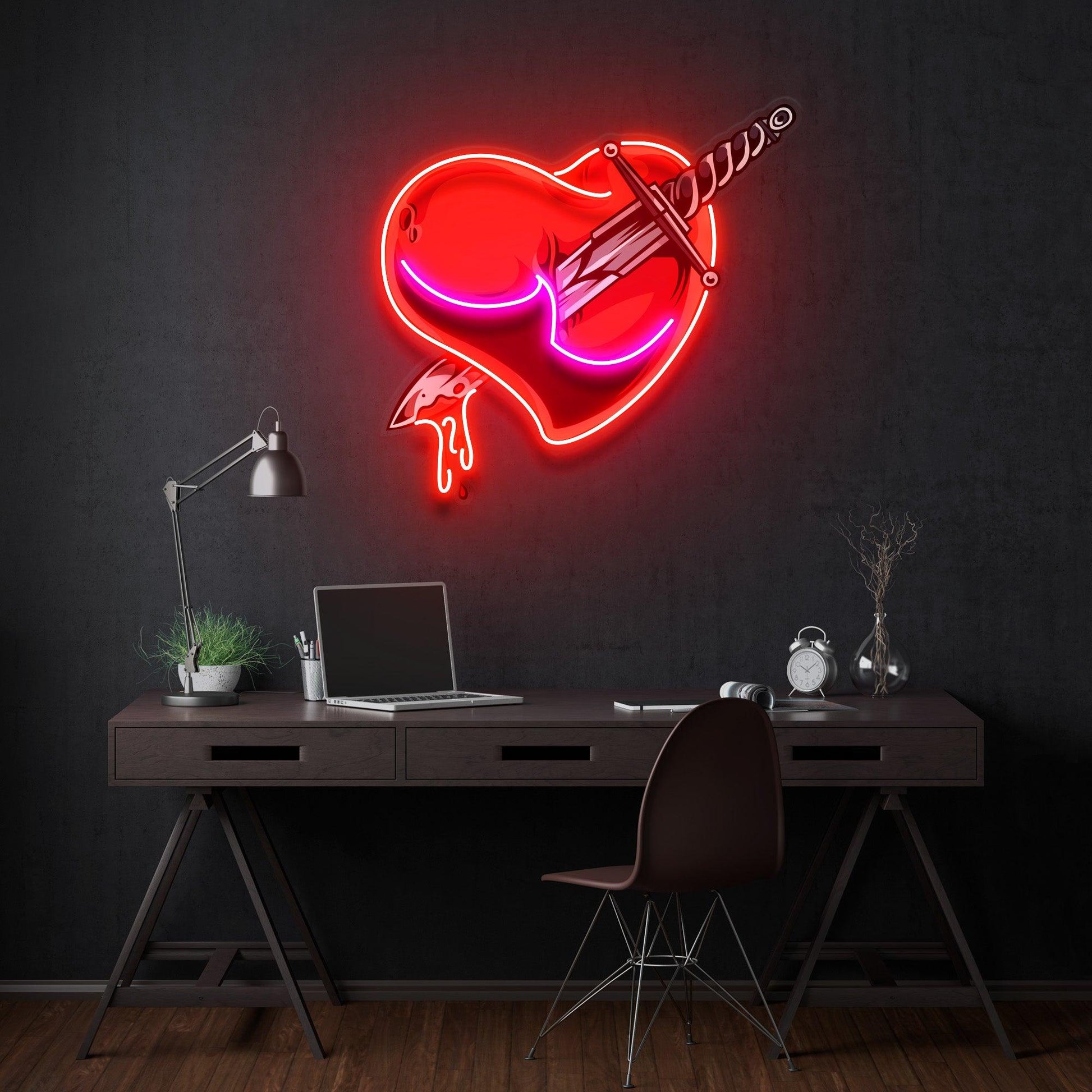 Heart Sword Led Neon Acrylic Artwork - Neonzastudio