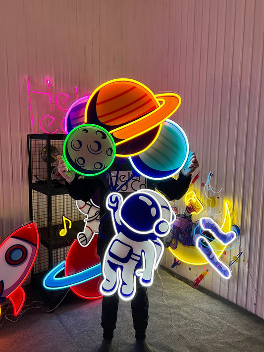 Ballons Astronaut 2 Art work Led Neon Sign Light