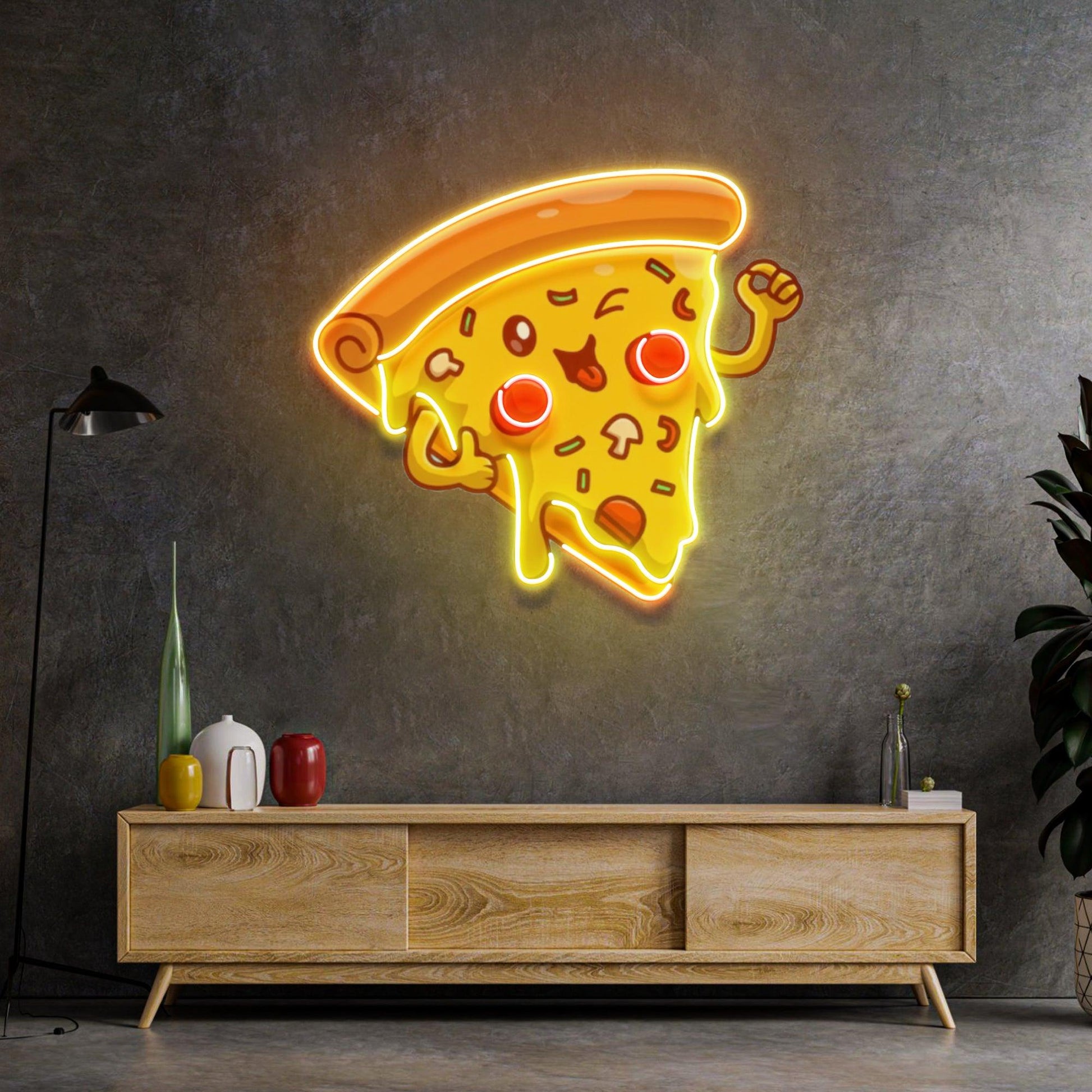 Joyful Pizza Led Neon Acrylic Artwork - Neonzastudio