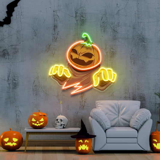 Mummy Pumpkin Halloween Artwork Led Neon Sign Light - Neonzastudio