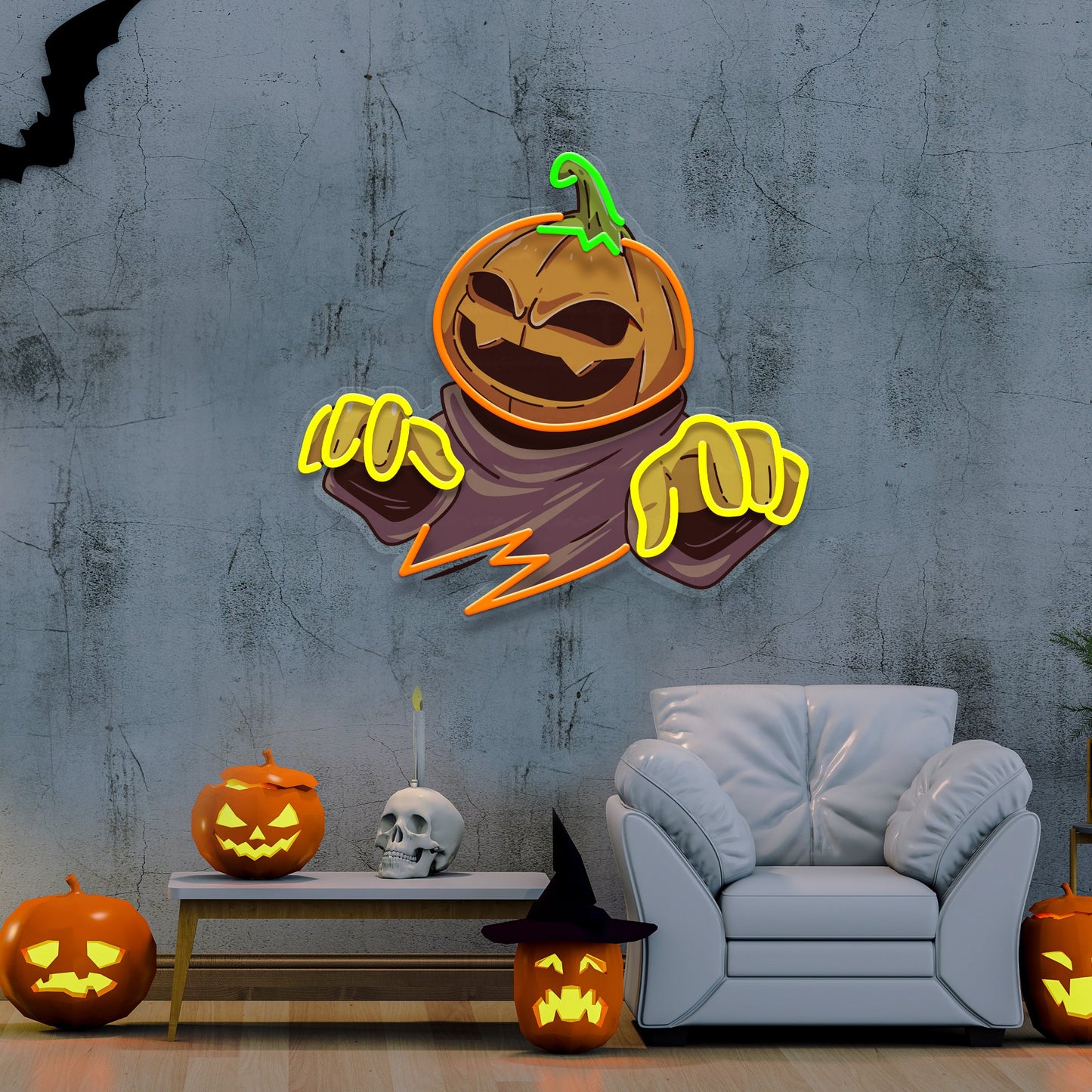 Mummy Pumpkin Halloween Artwork Led Neon Sign Light - Neonzastudio