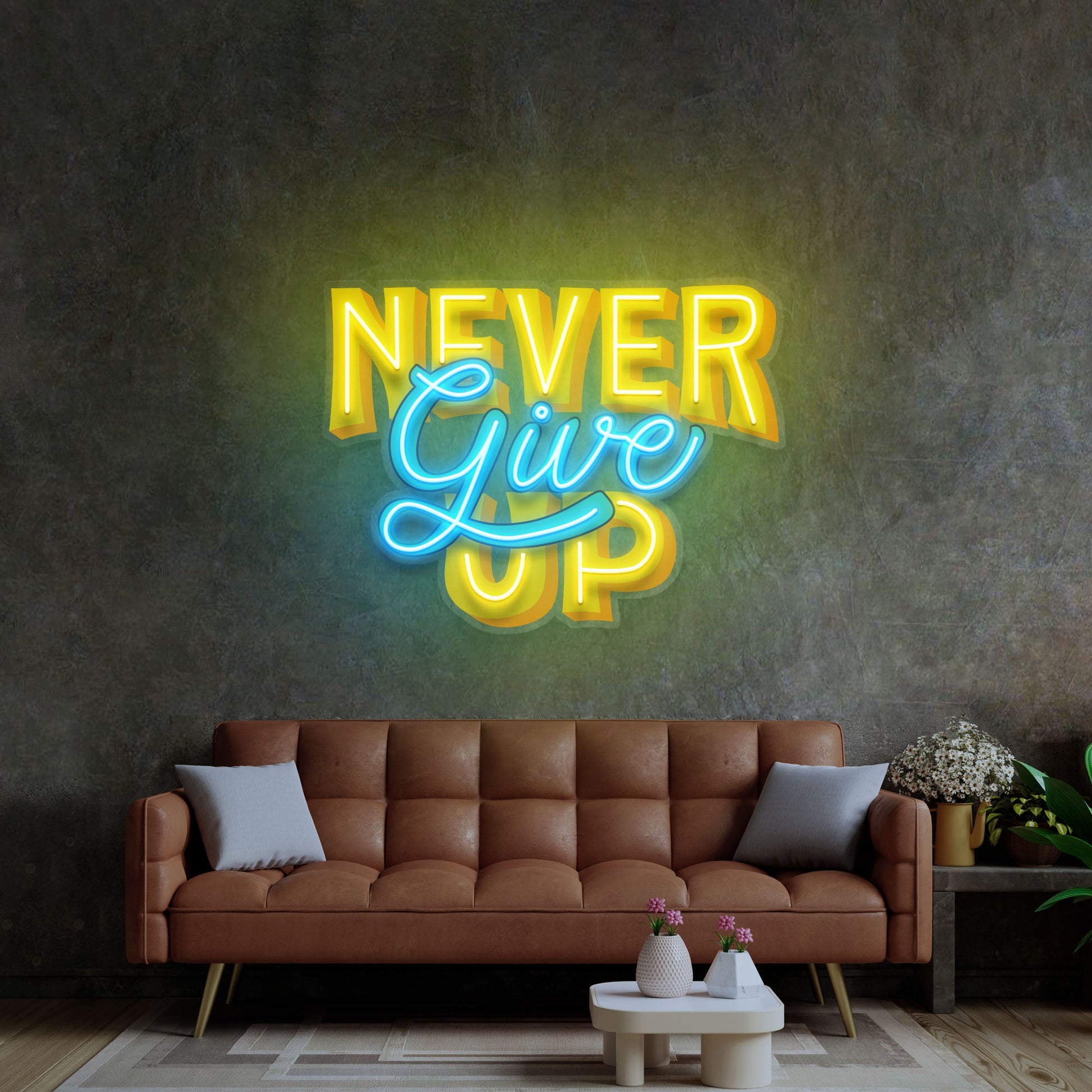 Never Give Up LED Neon Sign Light Pop Art - Neonzastudio