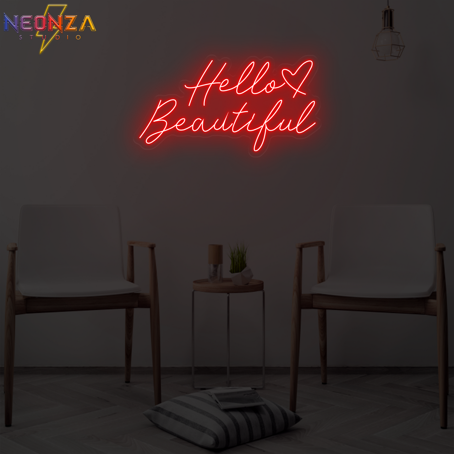 Hello Beautiful neon quote sign online red