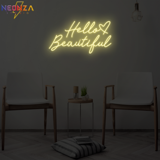 Hello Beautiful neon quote sign online warm white