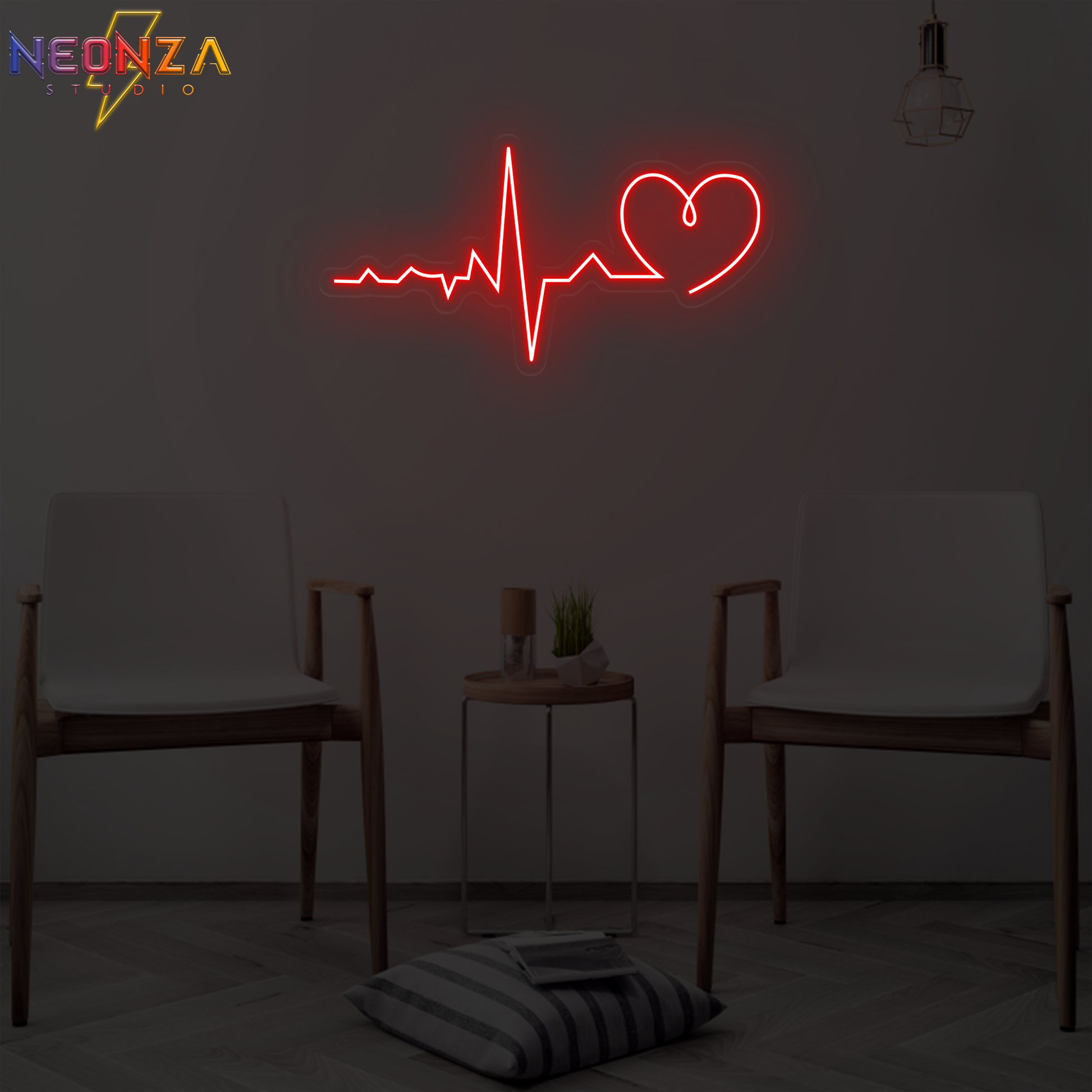 Heartbeat neon outlet light