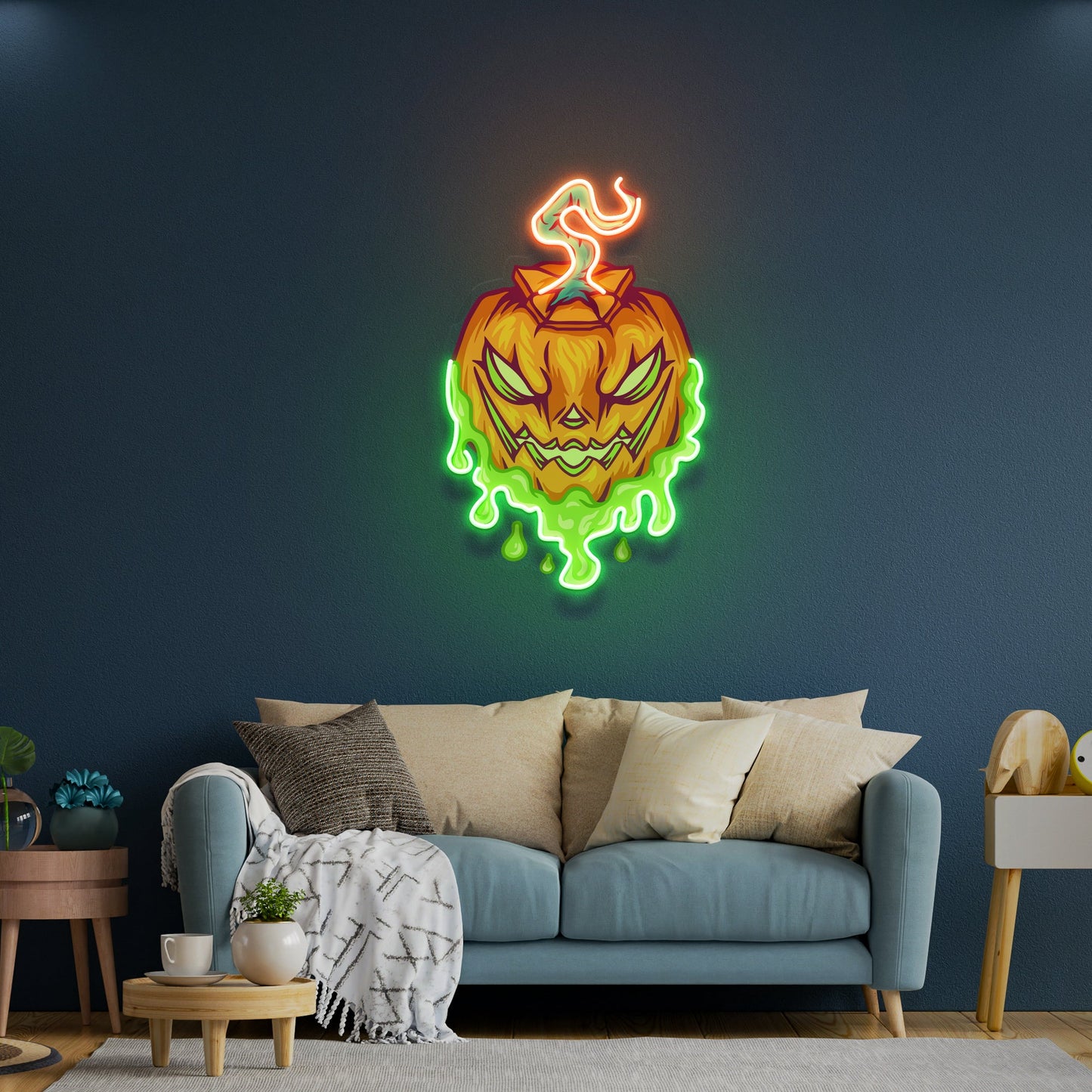 Pumpkin Monster Artwork Led Neon Sign Light - Neonzastudio