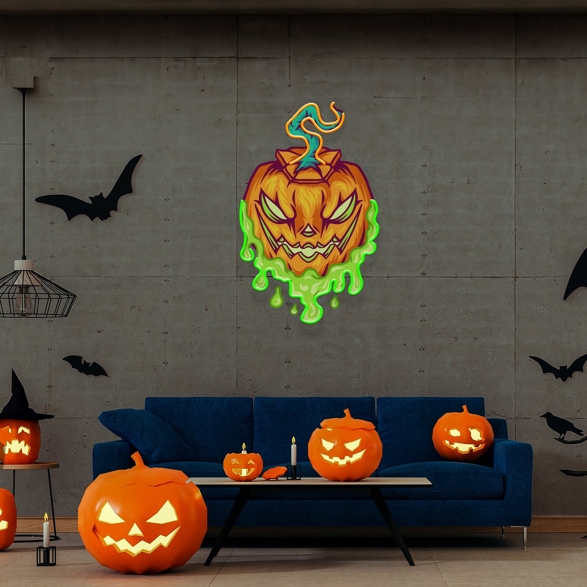 Pumpkin Monster Artwork Led Neon Sign Light - Neonzastudio