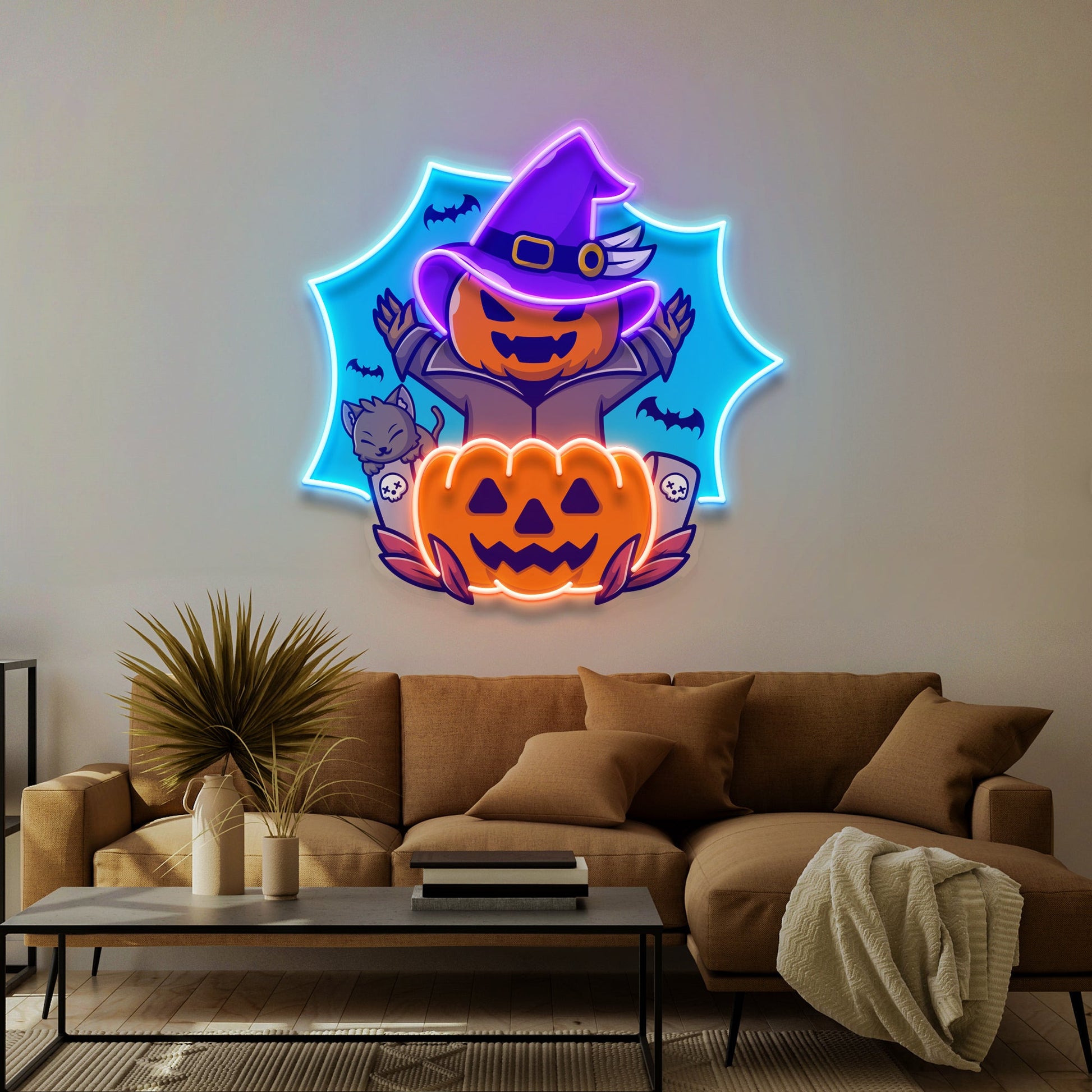 Pumpkin Witch Artwork Led Neon Sign Light - Neonzastudio