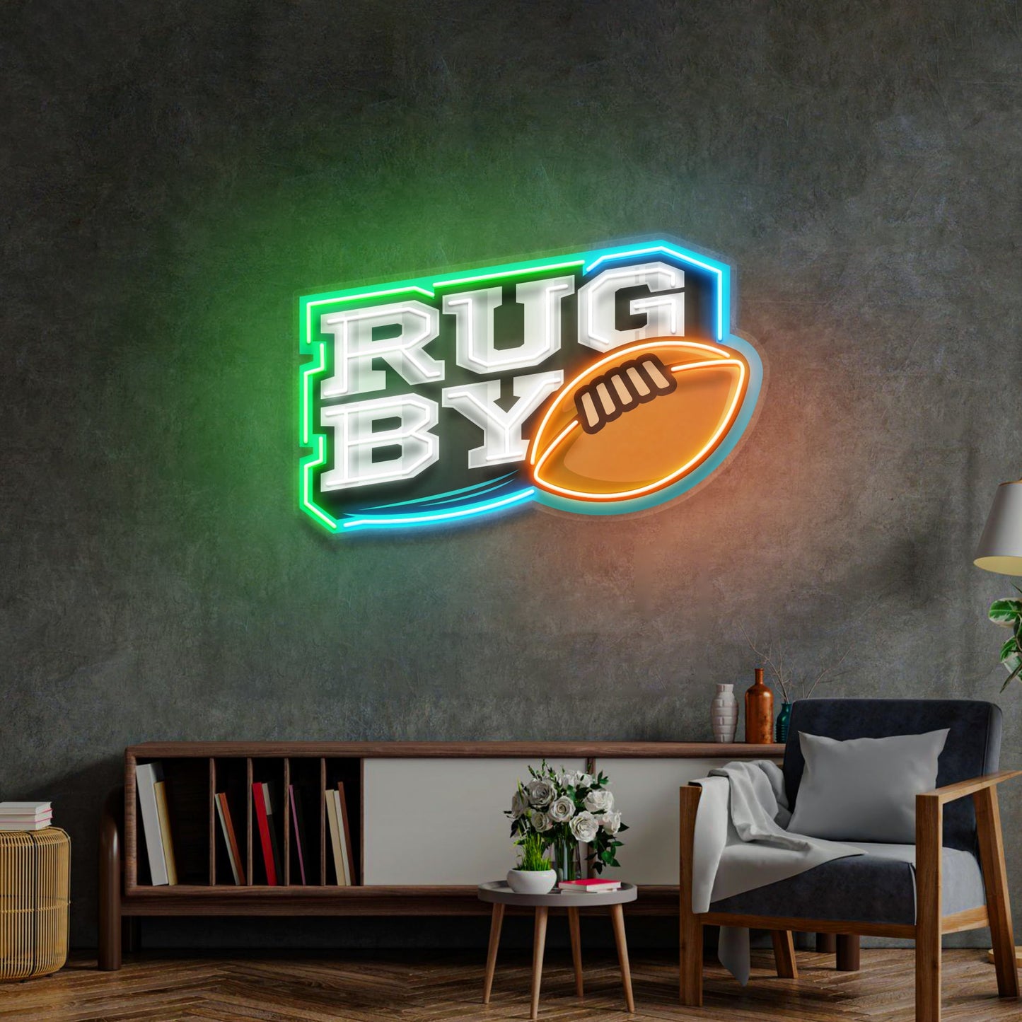 Rugby Ball LED Neon Sign Light Pop Art - Neonzastudio