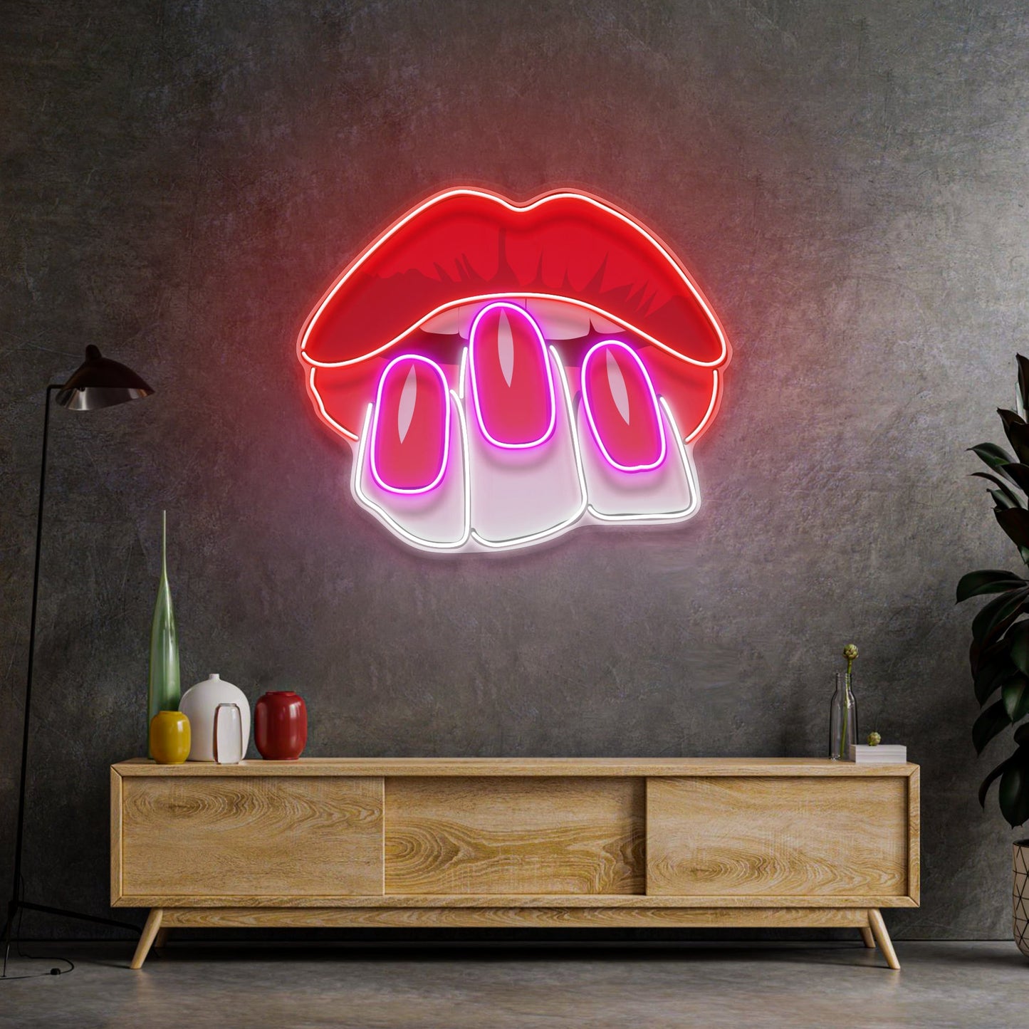 Sexy Hands on Lips LED Neon Sign Light Pop Art - Neonzastudio