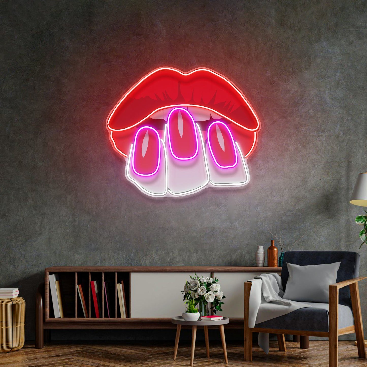 Sexy Hands on Lips LED Neon Sign Light Pop Art - Neonzastudio