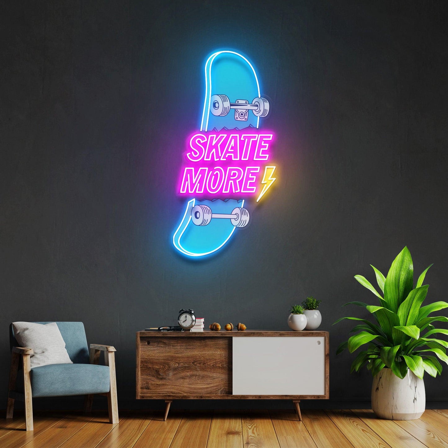 Skate More Led Neon Acrylic Artwork - Neonzastudio