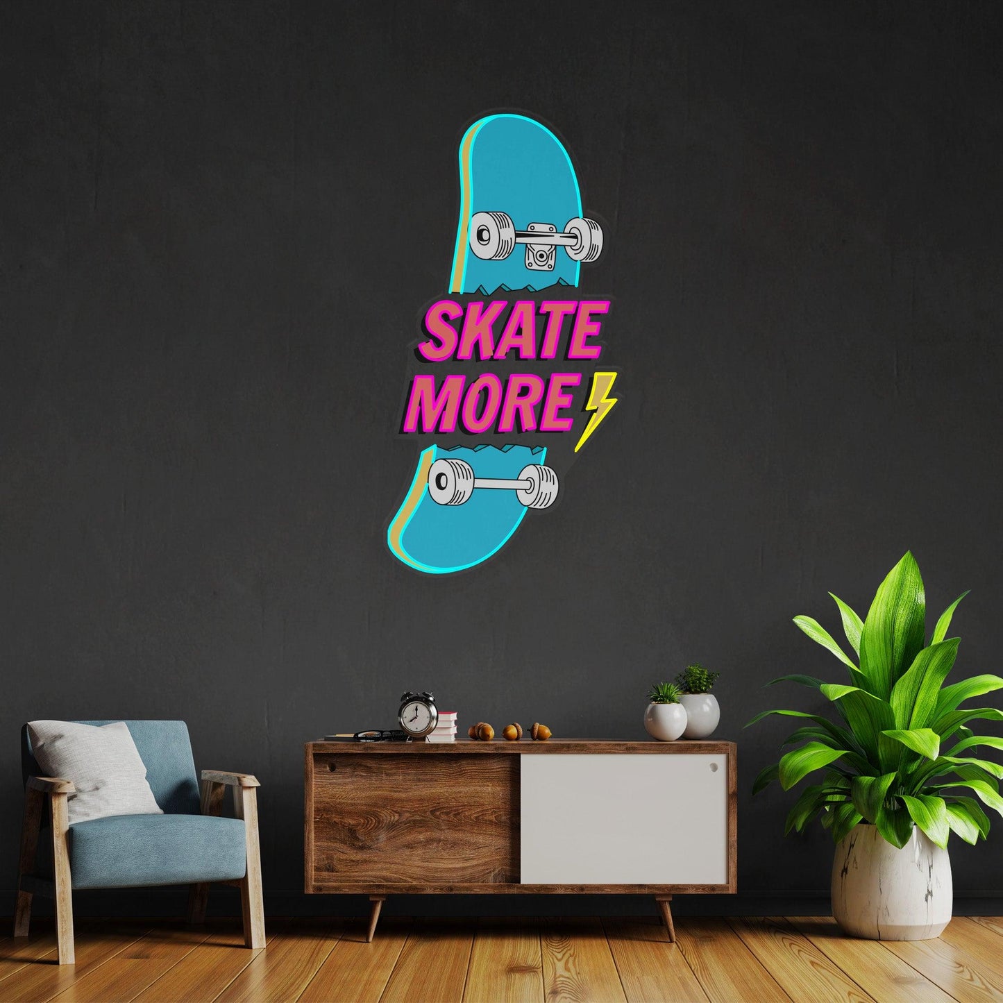 Skate More Led Neon Acrylic Artwork - Neonzastudio