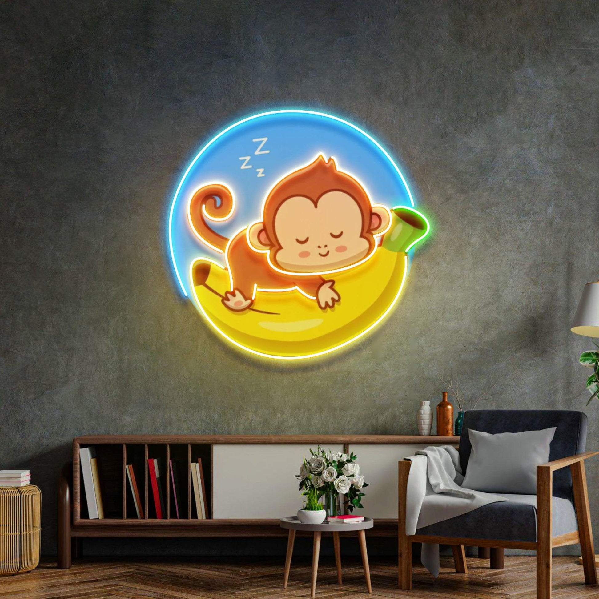 Sleeping Monkey Led Neon Acrylic Artwork - Neonzastudio
