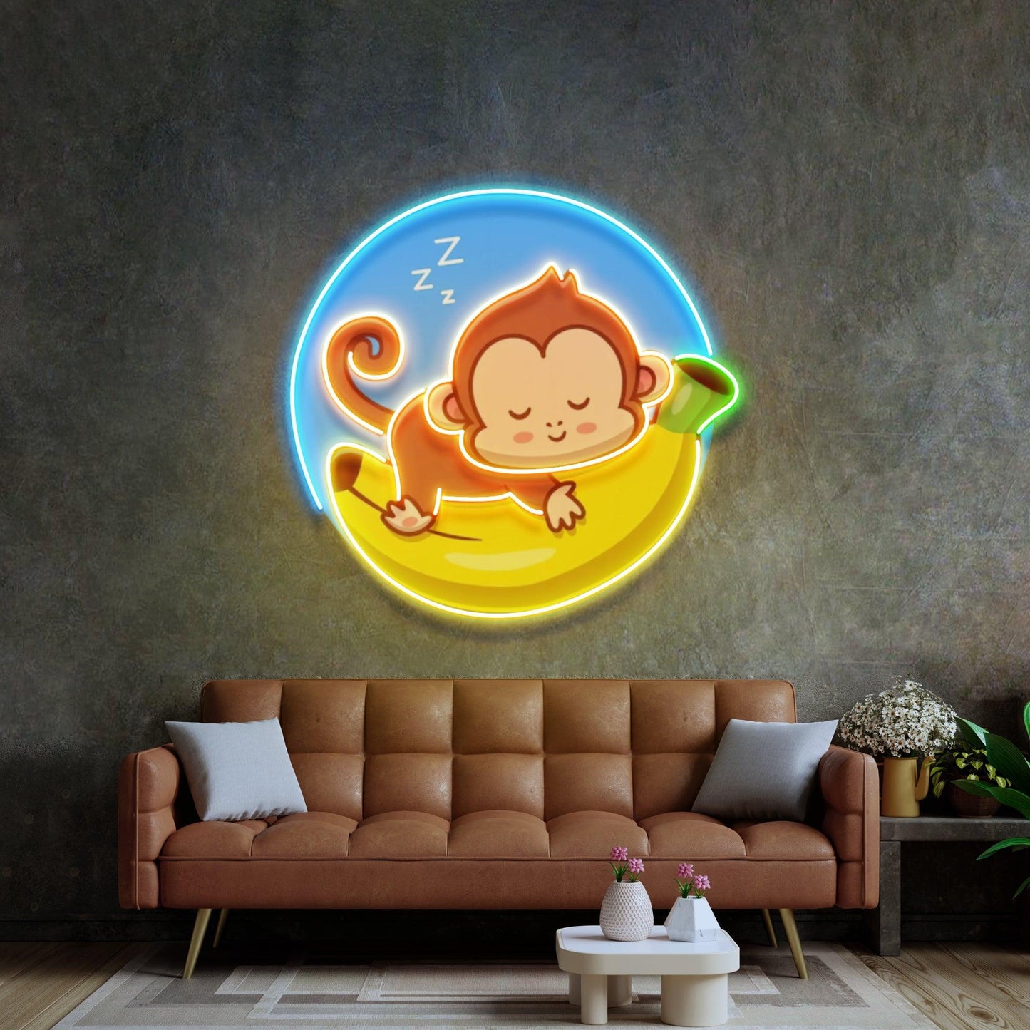 Sleeping Monkey Led Neon Acrylic Artwork - Neonzastudio