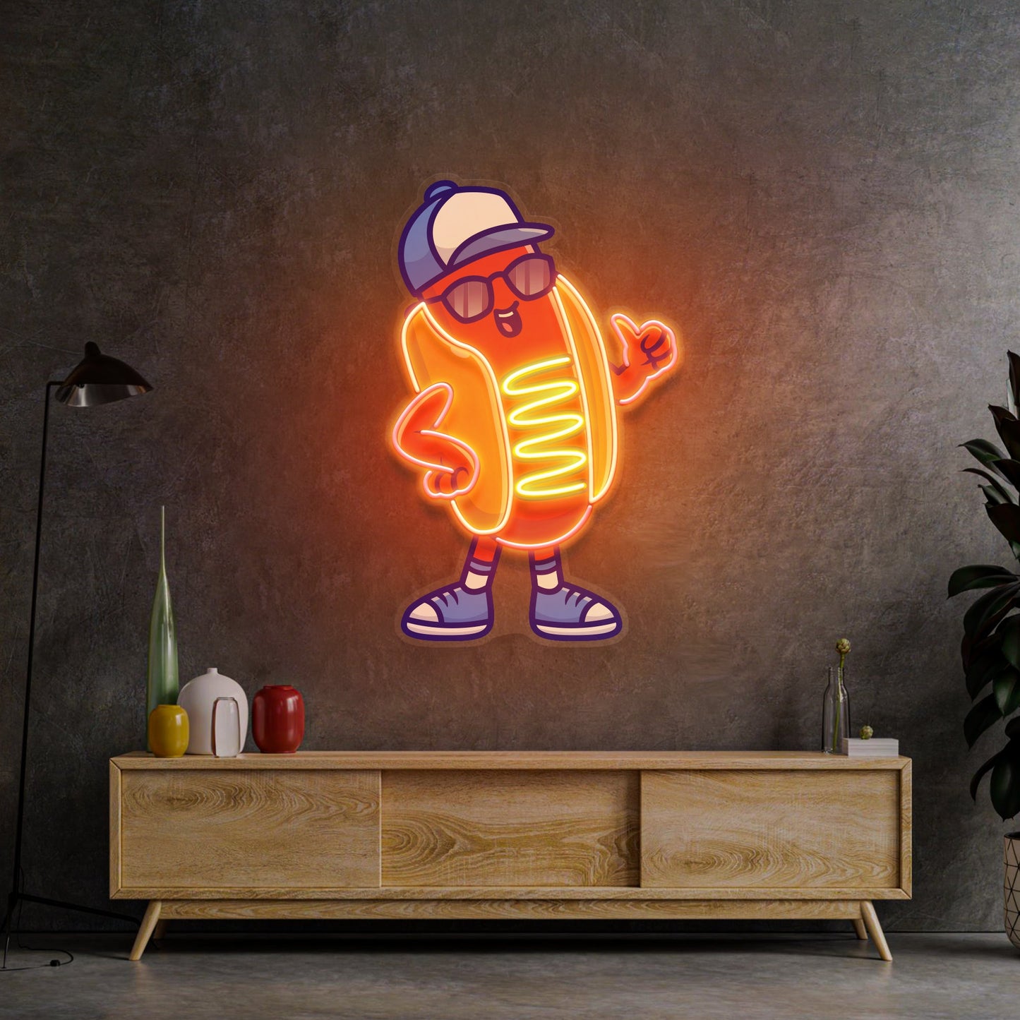 Sportie Hotdog Guy LED Neon Sign Light Pop Art - Neonzastudio