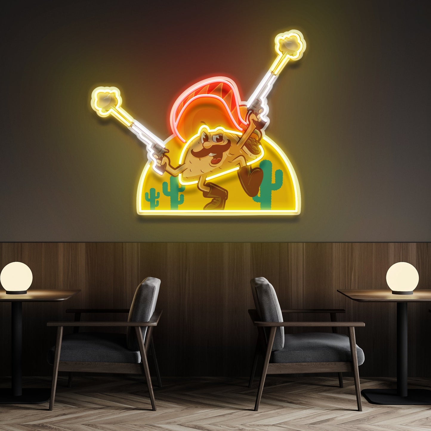 Tacos Logo Mexican Artwork Led Neon Sign Light - Neonzastudio