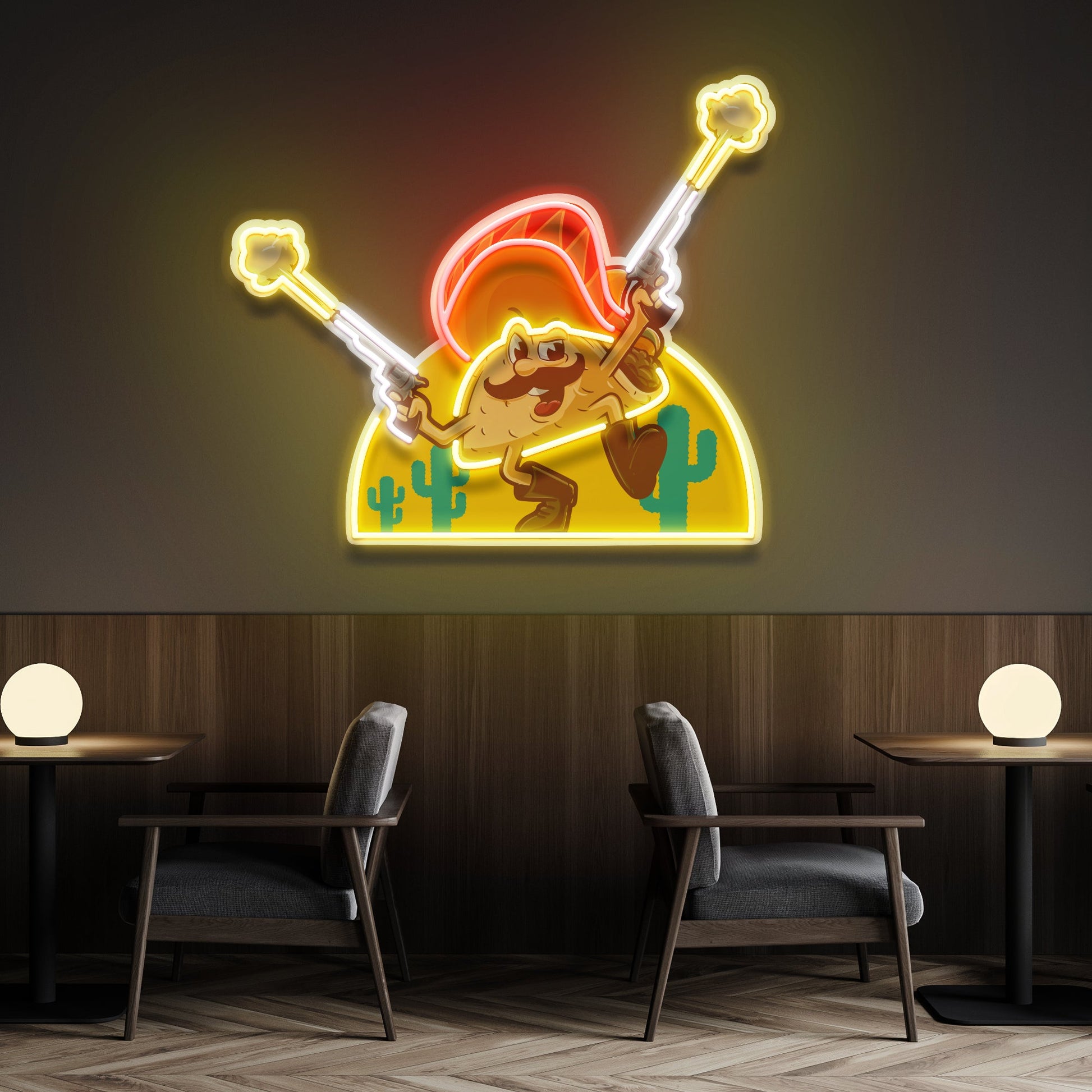 Tacos Logo Mexican Artwork Led Neon Sign Light - Neonzastudio