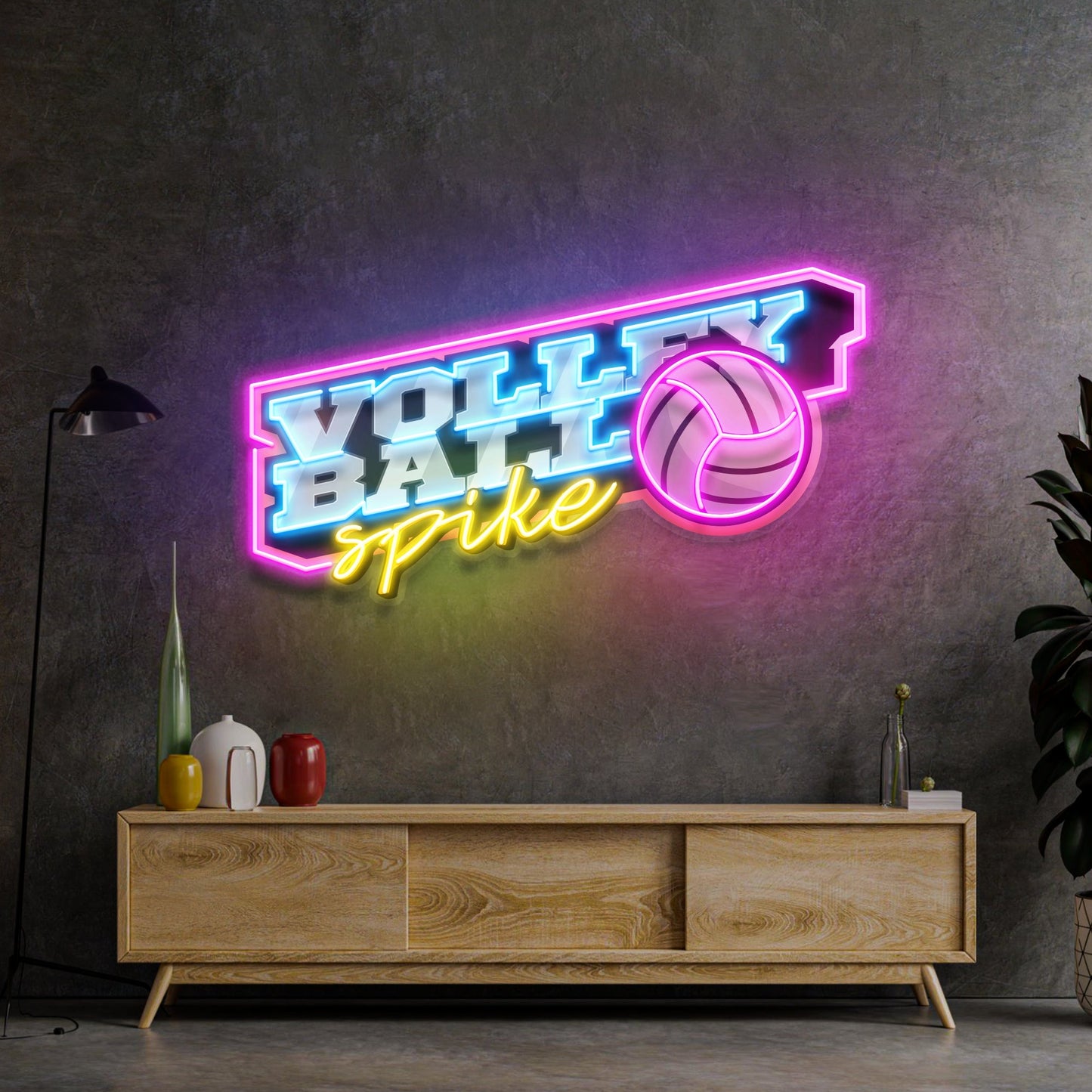 Volleyball Spike LED Neon Sign Light Pop Art - Neonzastudio