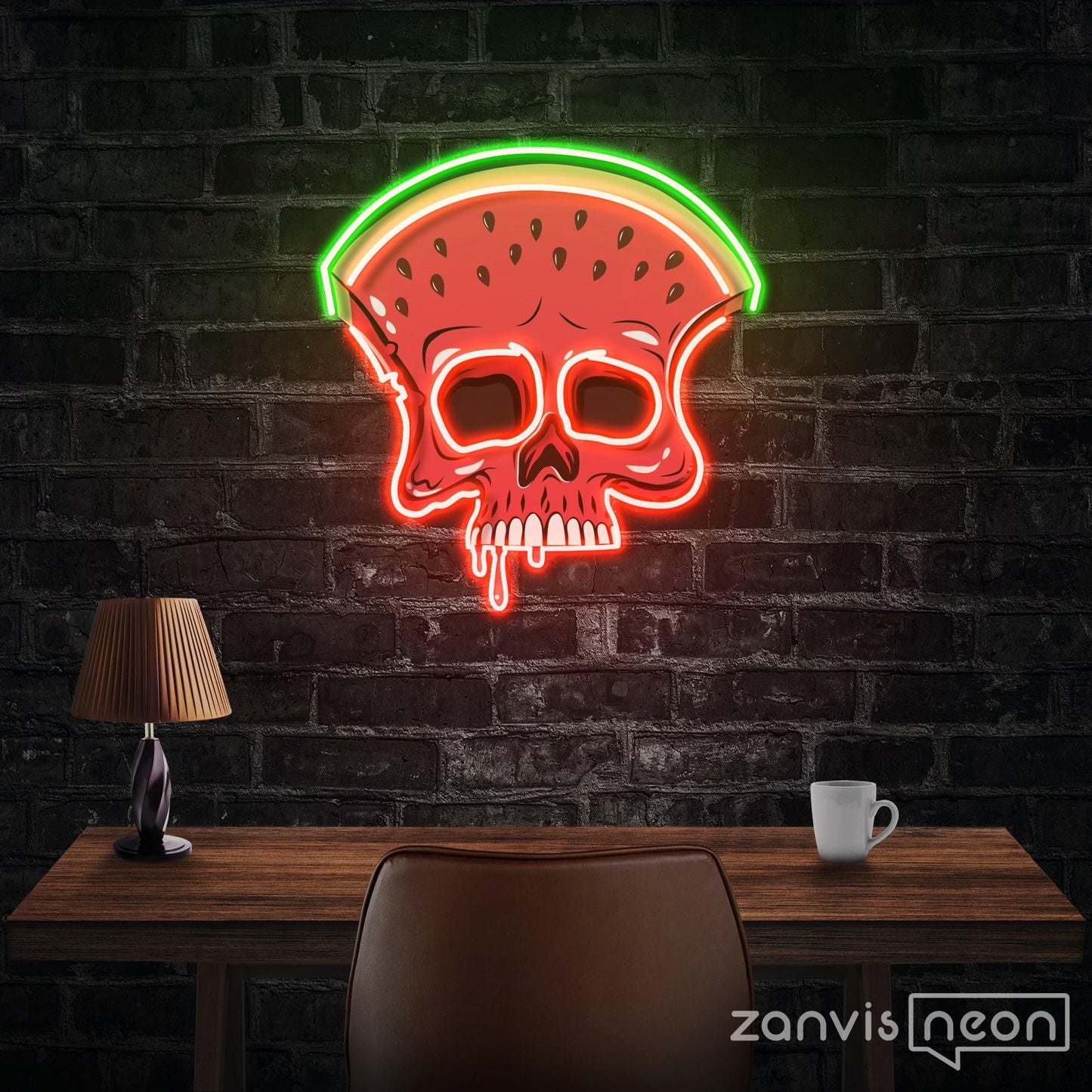 Watermelon Skull Led Neon Acrylic Artwork - Neonzastudio