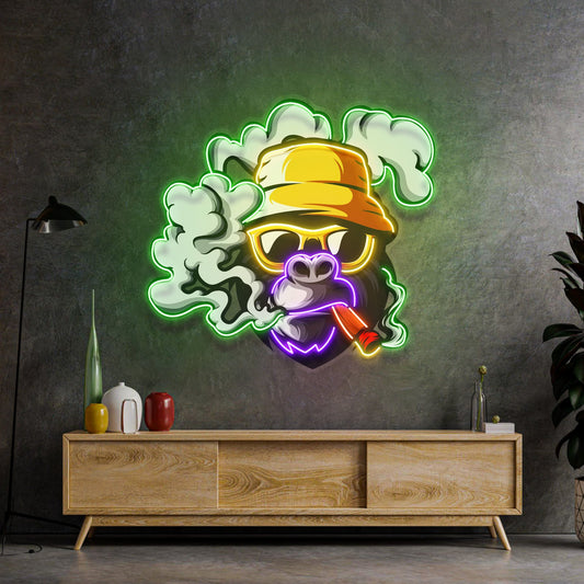 Yellow Hat Monkey LED Neon Sign Light Pop Art - Neonzastudio