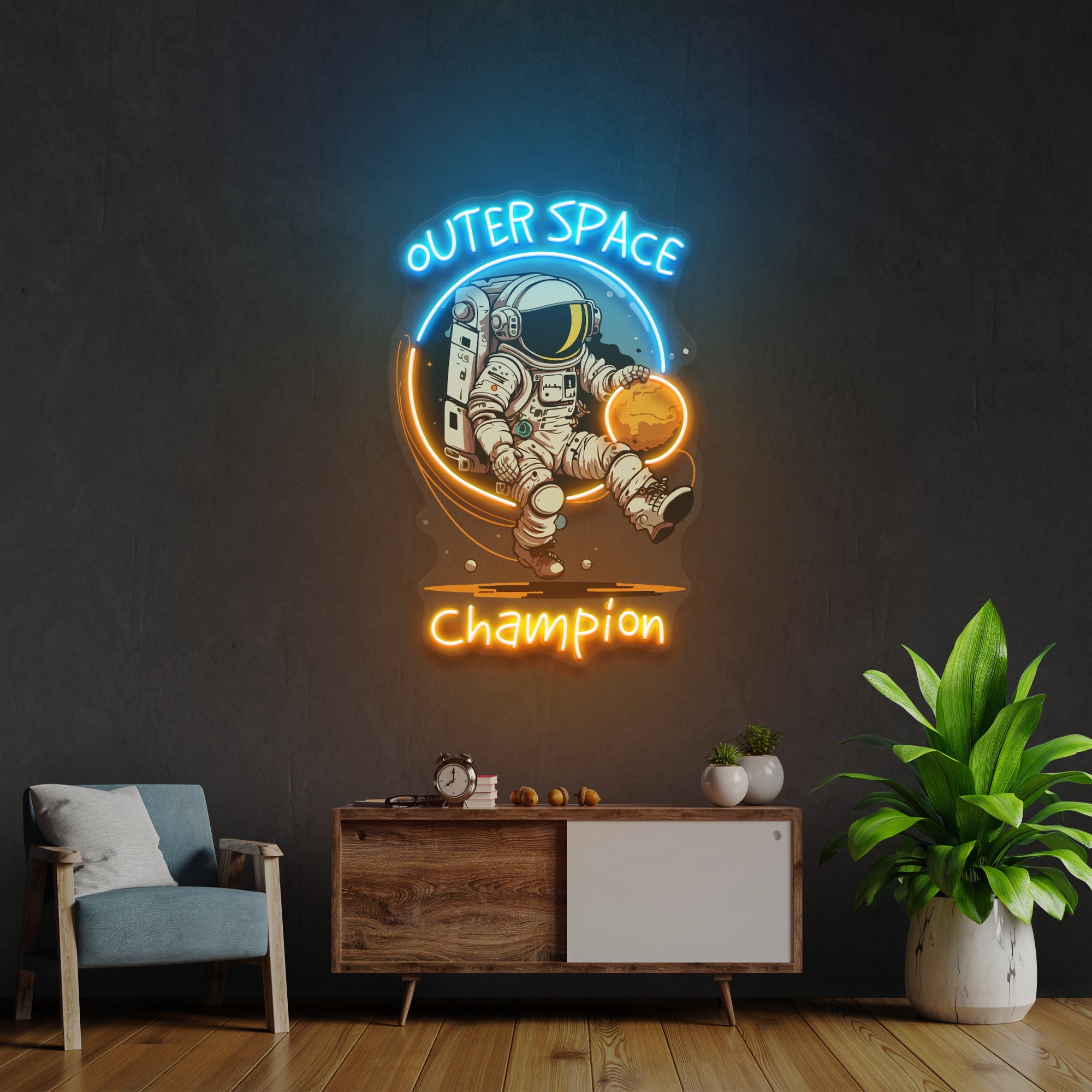 Astronaut Champion For Space Artwork Led Neon Sign Light