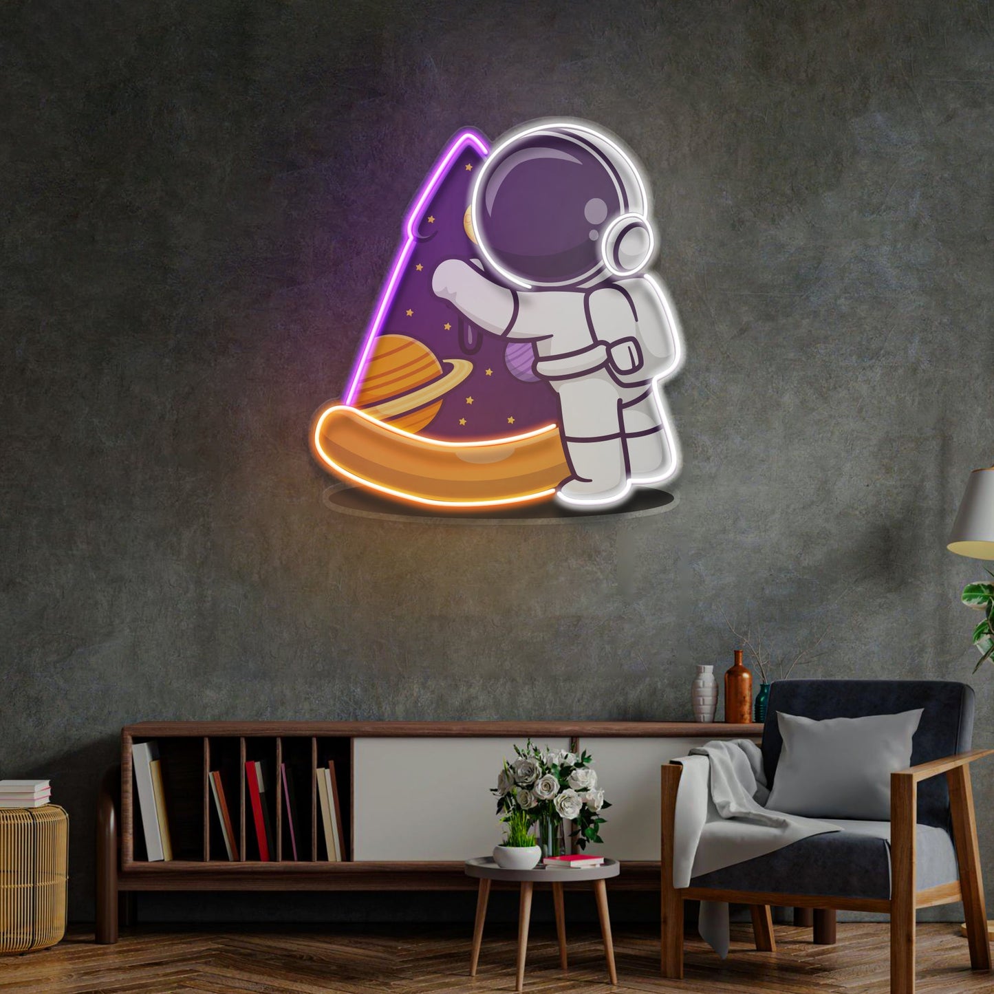 Astronaut Pizza LED Neon Sign Light Pop Art - Neonzastudio