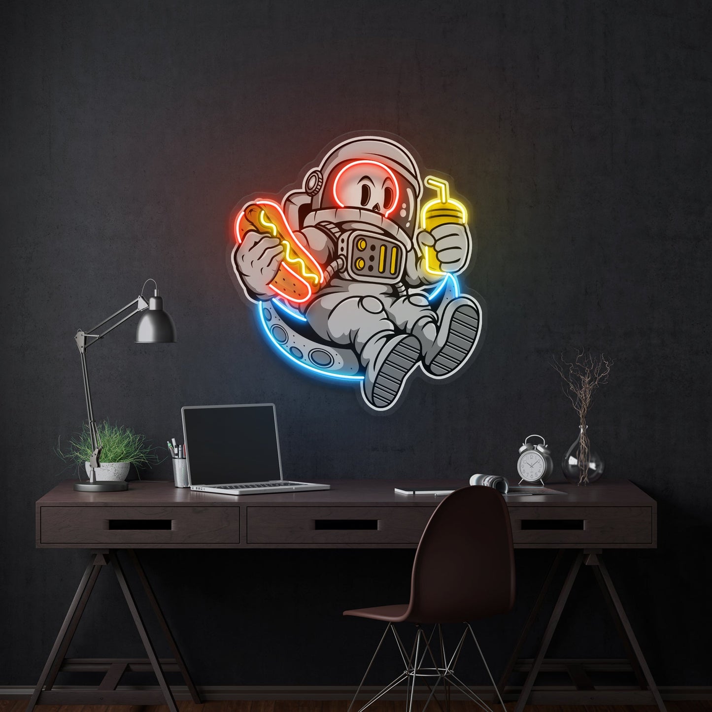 Astronaut Skull Hotdog Artwork Led Neon Sign Light