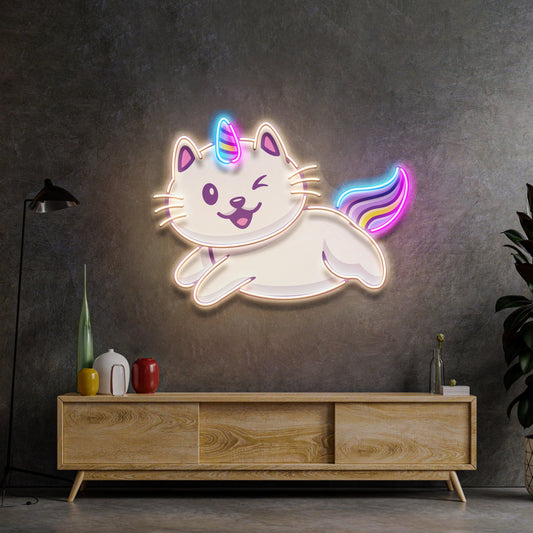 Cat Unicorn Flying LED Neon Sign Light Pop Art - Neonzastudio