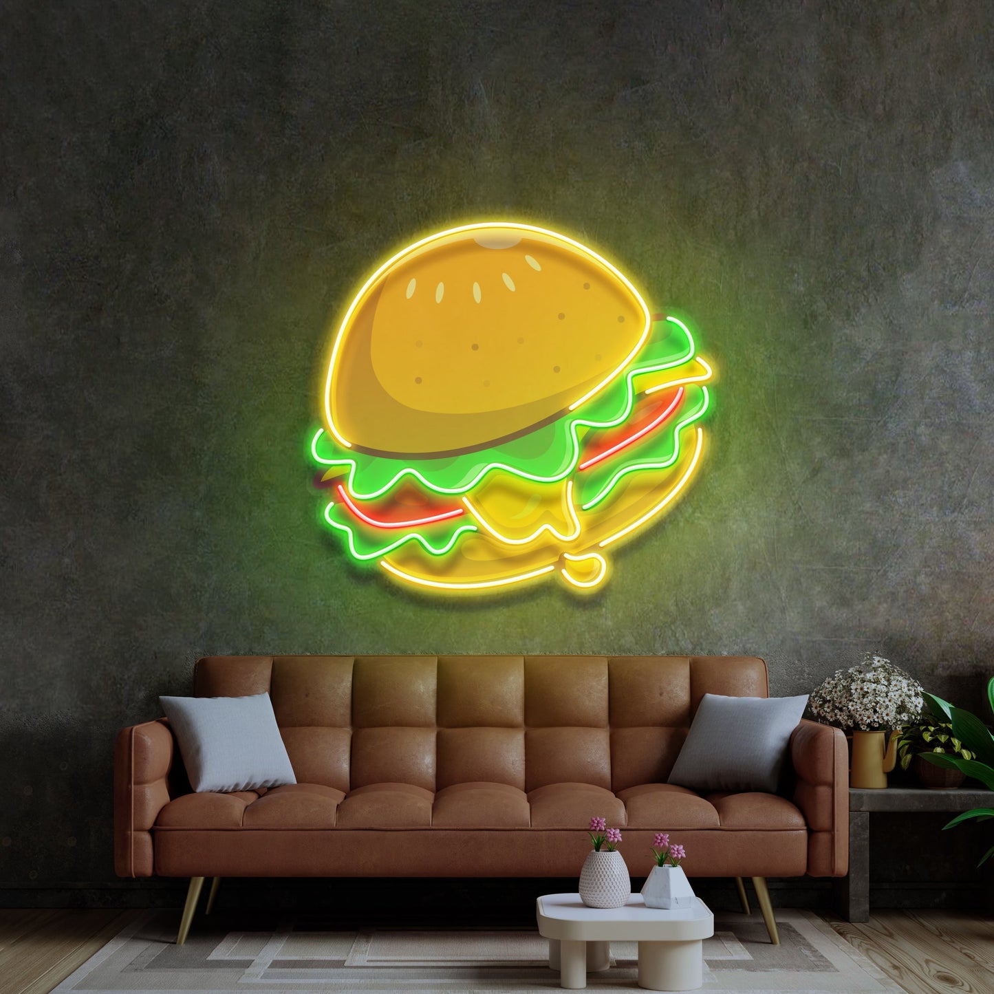 Cheese Burger Cartoon LED Neon Sign Light Pop Art - Neonzastudio
