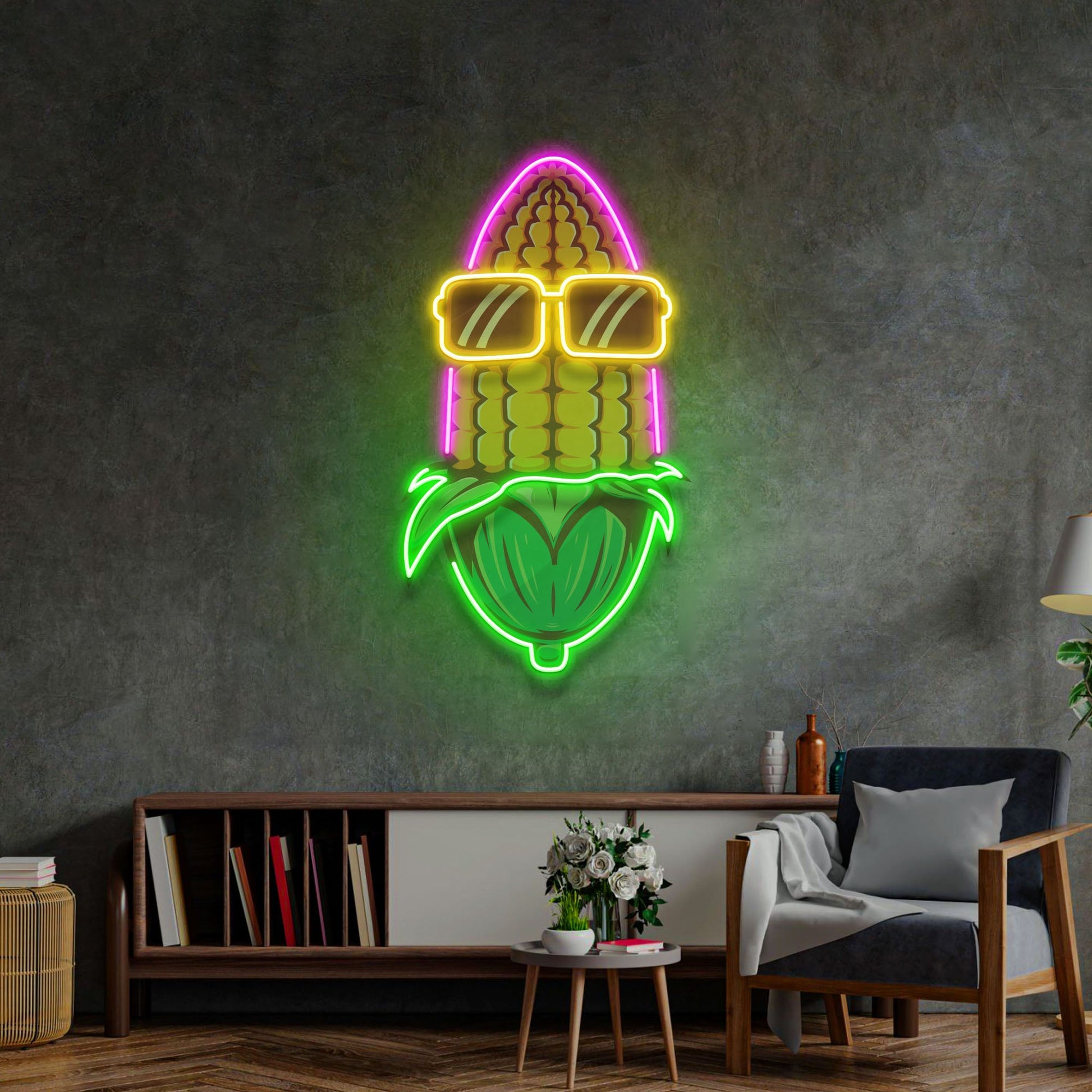 Corn Using Glasses LED Neon Sign Light Pop Art - Neonzastudio