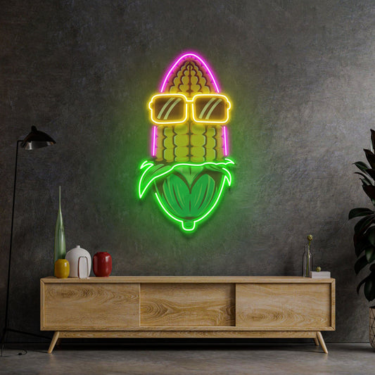 Corn Using Glasses LED Neon Sign Light Pop Art - Neonzastudio