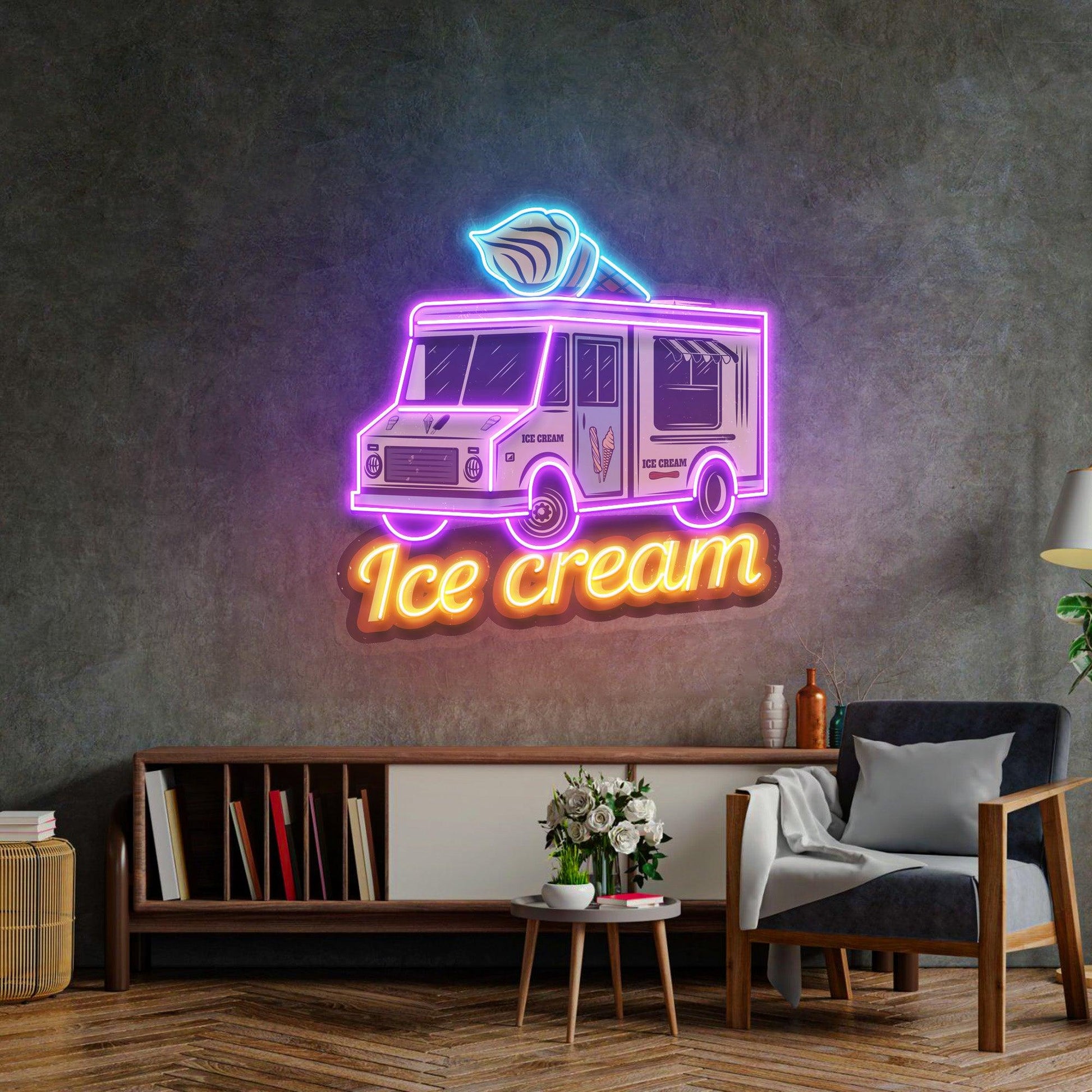 Ice Cream Bus Led Neon Acrylic Artwork - Neonzastudio