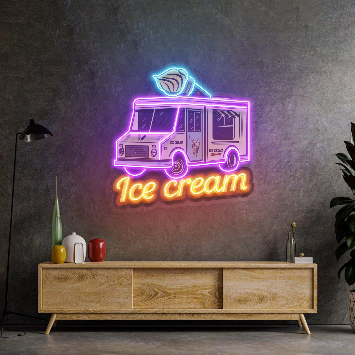 Ice Cream Bus Led Neon Acrylic Artwork