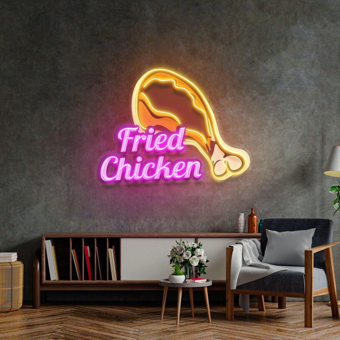 Fried Chicken Led Neon Acrylic Artwork - Neonzastudio