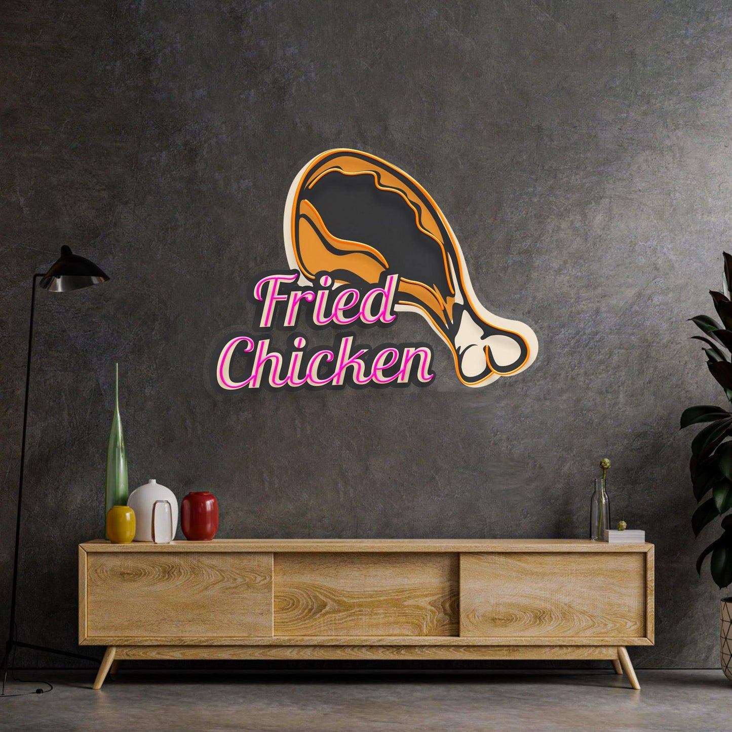 Fried Chicken Led Neon Acrylic Artwork - Neonzastudio