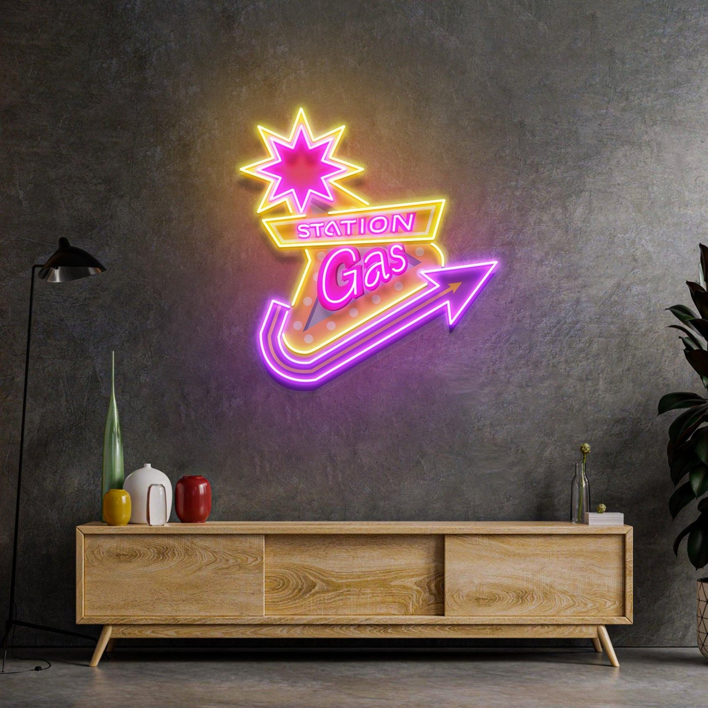 Gas Station Led Neon Acrylic Artwork - Neonzastudio