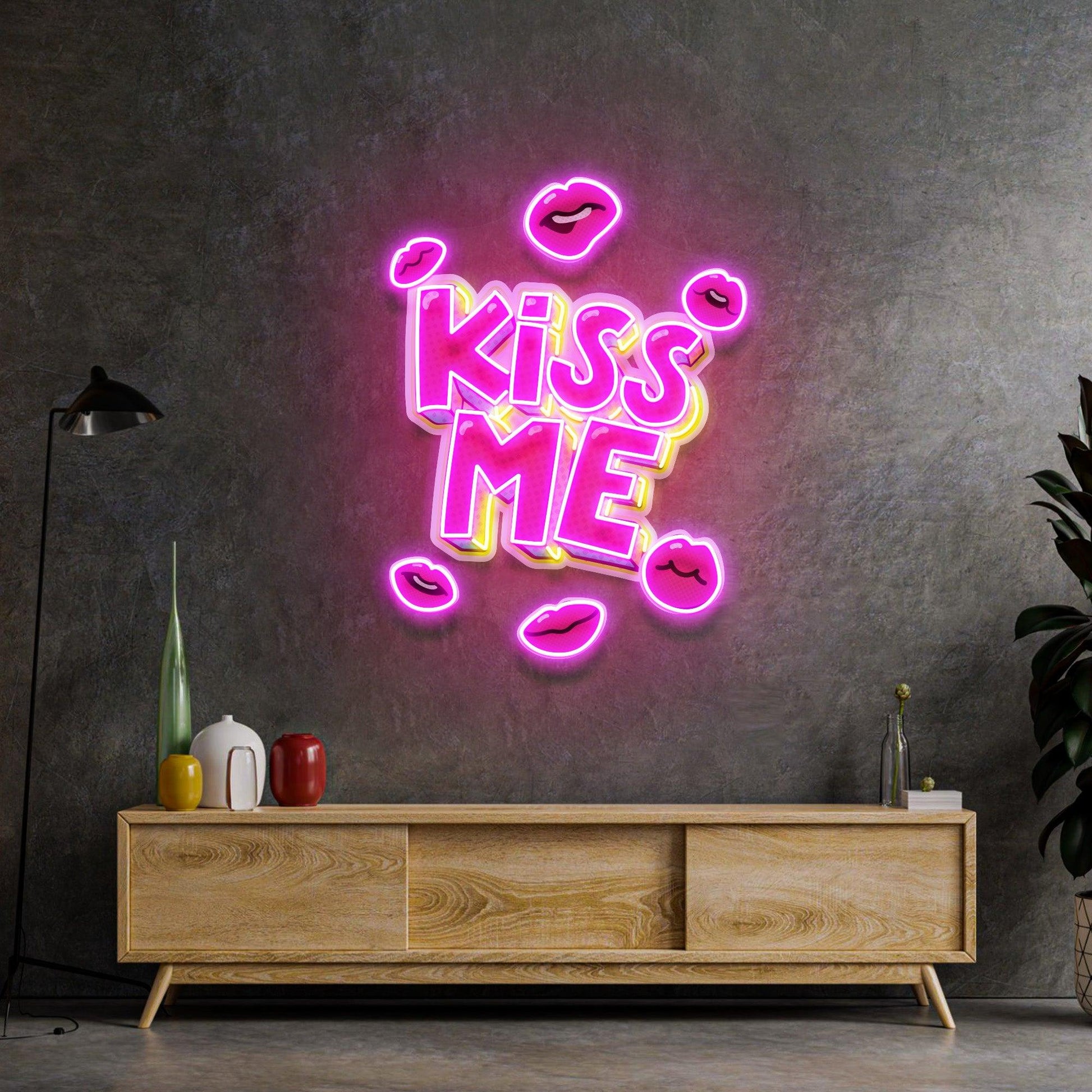 Kiss Me Led Neon Acrylic Artwork - Neonzastudio