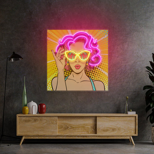 Wow Lady Pop Art Led Neon Acrylic Artwork - Neonzastudio